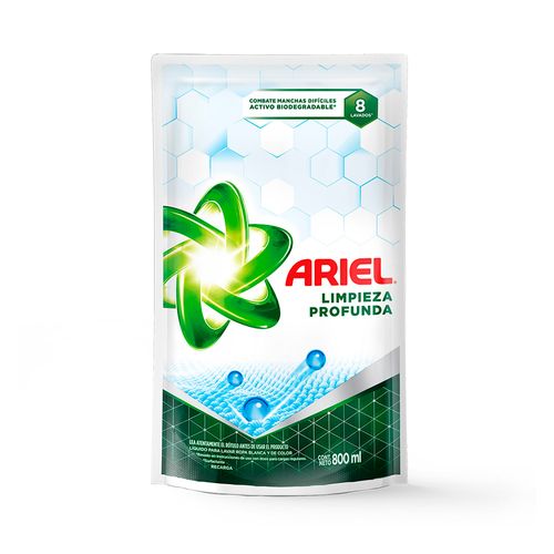 Jabón Líquido Ariel Limpieza Profunda Doypack 800 Ml