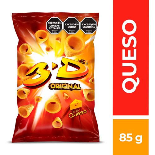 Tubitos De Harina De Maíz Sabor Queso 3d Mega Queso X 85 Gr