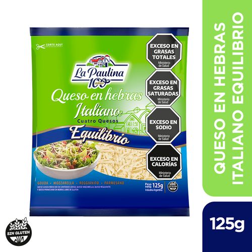 Queso En Hebras La Paulina 4 Quesos Equi X 125