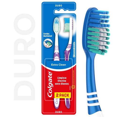 Cepillo De Dientes Colgate Extra Clean Firme Doble Acción 2 U