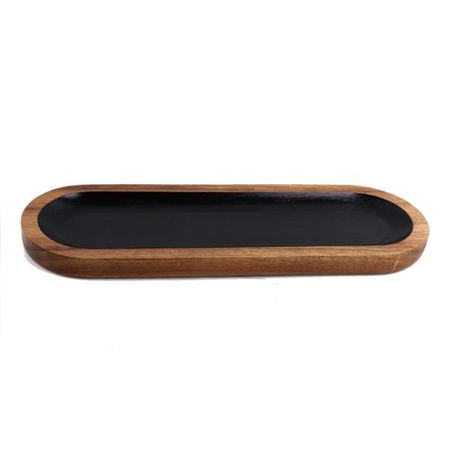 Plato Servir Negro Madera 30 X 10 Cm La Hacienda