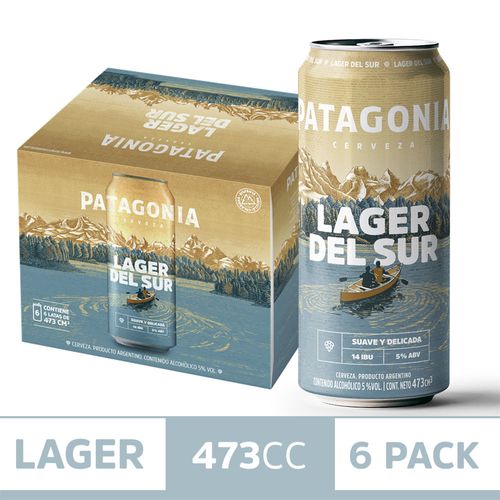 Cerveza Patagonia Lager Del Sur 473cc Sixpack