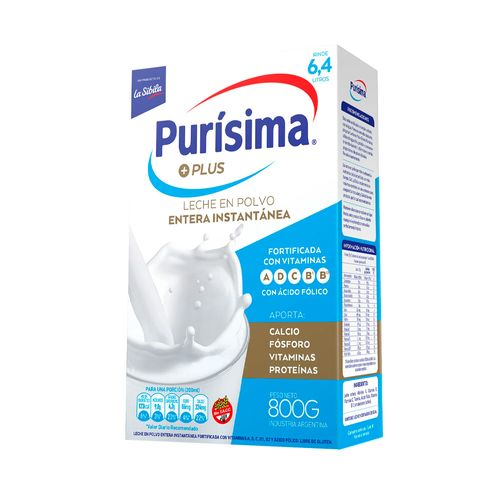 Leche En Polvo Purísima Plus X 800 Gr