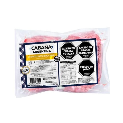 Chorizo Puro Cerdo 4 U - 435 Gr Cabaña Argentina