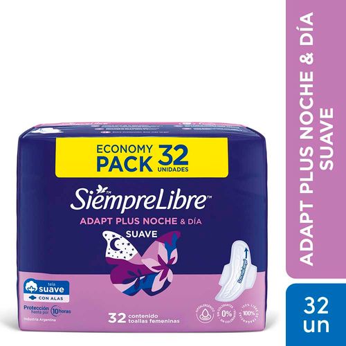 Toallas Femeninas Adapt Plus Noche & Día X 32 Un Siempre Libre