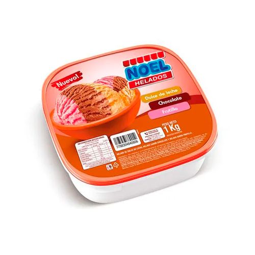 Helado Balde Noel Dulce De Leche, Frutilla Y Chocolate 1 Kg
