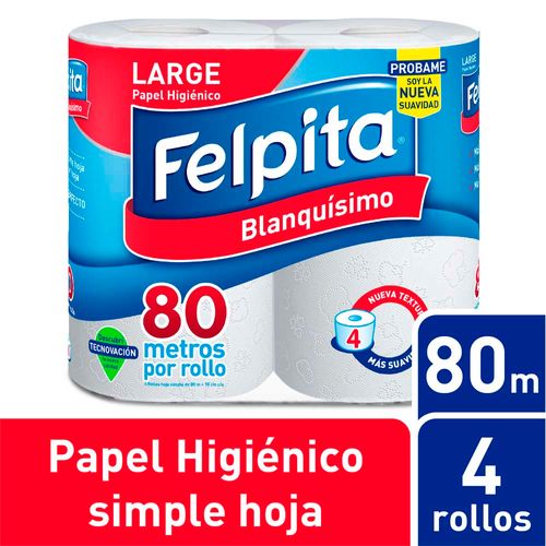 Papel Higienico Felpita Hoja Simple 4x80
