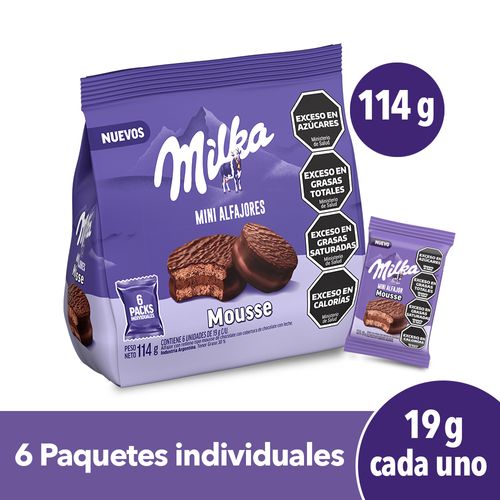 Mini Alfajores Mousse 19 Gr X 6 Un Milka