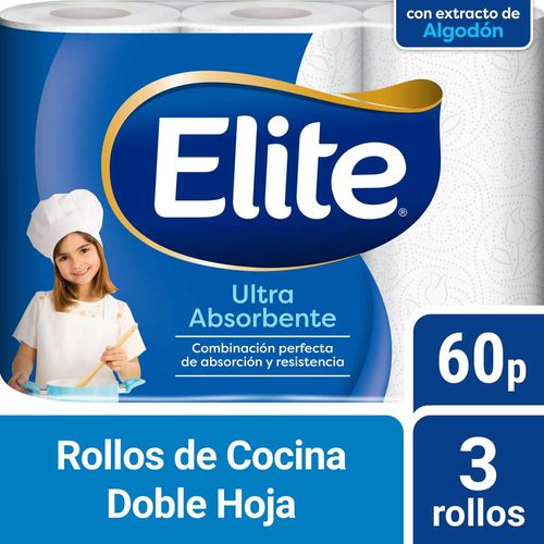 Rollo De Cocina Ultra Absorbente 60 Paños 3 Un Elite