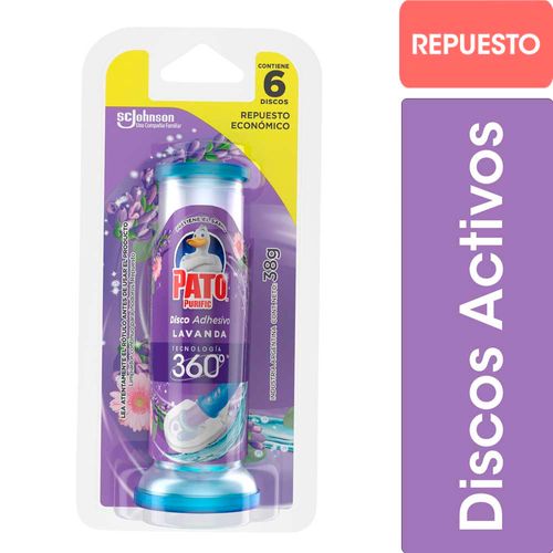 Discos Adhesivos Para Inodoro Lavanda Repuesto 38 Gr Pato