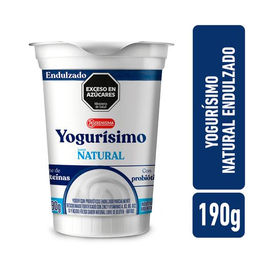 Yogur Natural Endulzado 190 Gr Yogurisimo