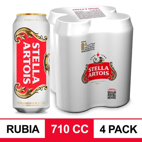Cerveza Rubia 710ml X 4u Stella Artois