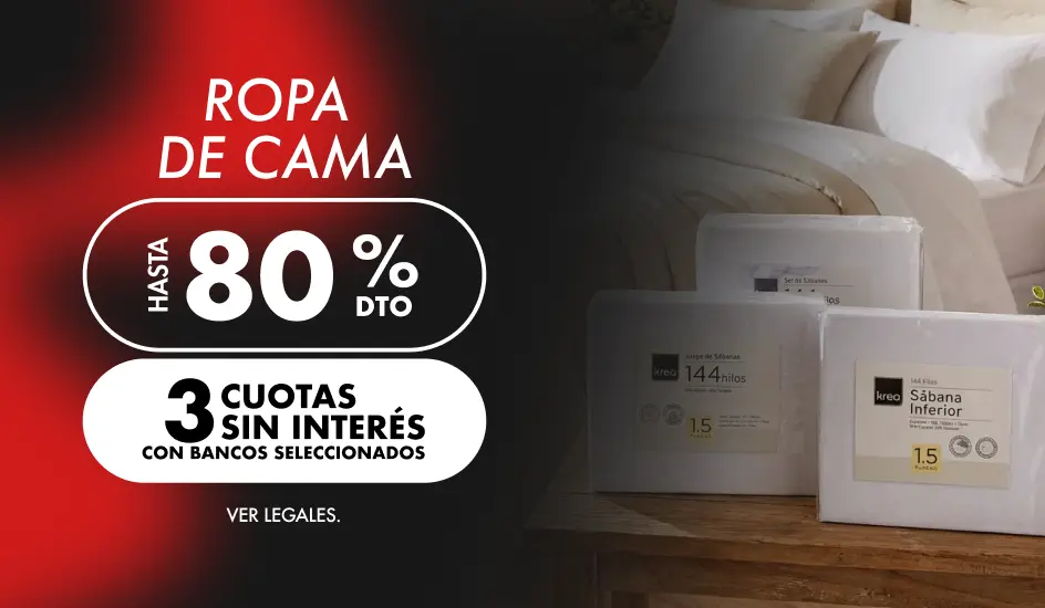Hasta 80%en Ropa de Cama