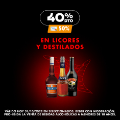 Disco - Cyber Monday | 40% en Licores y Destilados (50% CON TCENCO) seleccionados