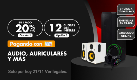 20% en un pago o 12CSI en Audio, Auriculares y más