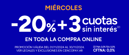 20% + 3 CSI en toda la compra