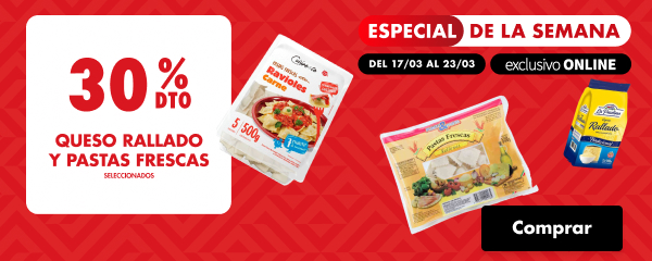 Disco | 30% en Queso Rallado y Pastas Frescas seleccionadas