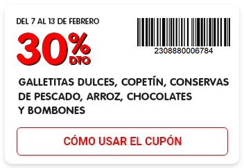 30% en Galletitas Dulces, Copetin, Conserva de pescado, arroz, chocolates y bombones 