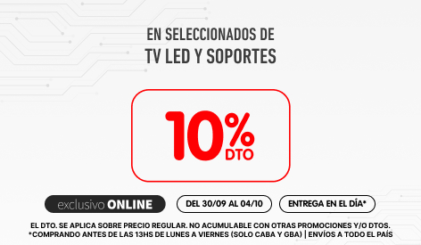 Hasta 10% en TV led y soportes de TV